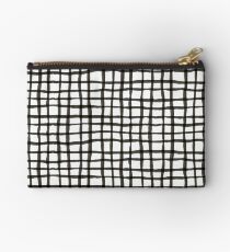 Painted Grid Print | White Zipper Pouch