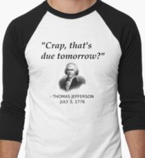 Camiseta ¾ bicolor para hombre Divertido Thomas Jefferson Independence Day Estados Unidos Historia