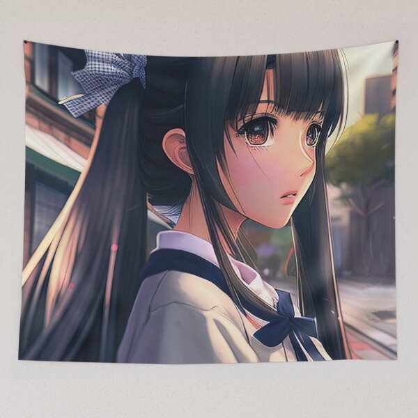 Item preview, Cute japanese anime schoolgirl designed and sold by 100PercentOtaku.