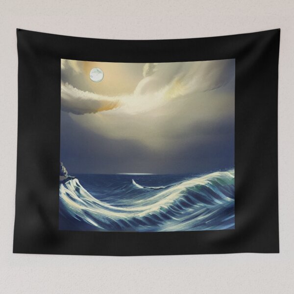 Item preview, Ocean Waves Moonlight Painting Series - Painting 4 -Throw Pillows and Prints.  designed and sold by ScatterHub.