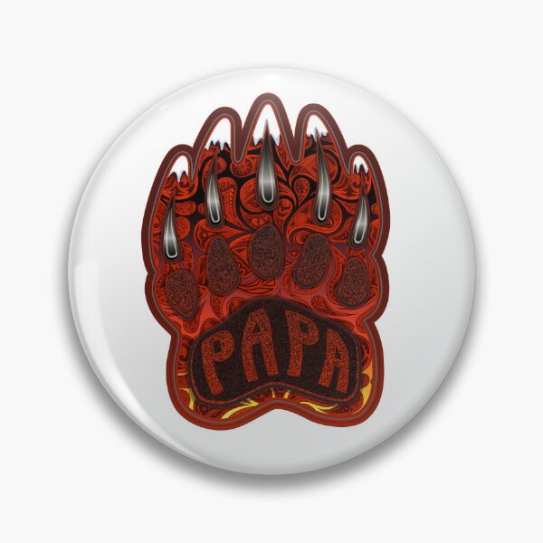 Item preview, Papa Bear Claw Illustration with Native American inspired Paisleys & Mountains embedded in designed and sold by Caummon Thread.