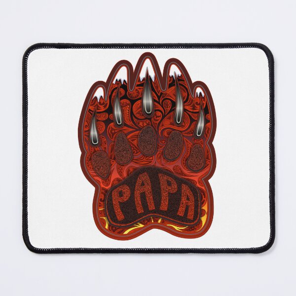 Item preview, Papa Bear Claw Illustration with Native American inspired Paisleys & Mountains embedded in designed and sold by Caummon Thread.