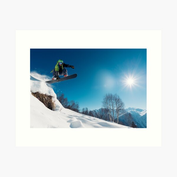 Item preview, Snowboarder Jumping on a snowy mountain designed and sold by DV-LTD.