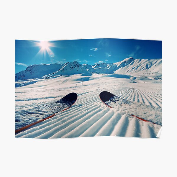 Ski's on Freshly Groomed Snow Poster