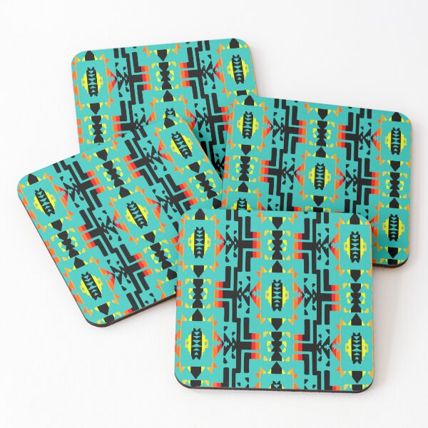 Artikelvorschau, Türkis / Feuerfarbe Schwarz Native Blanket Print entworfen und verkauft von JMWCD.