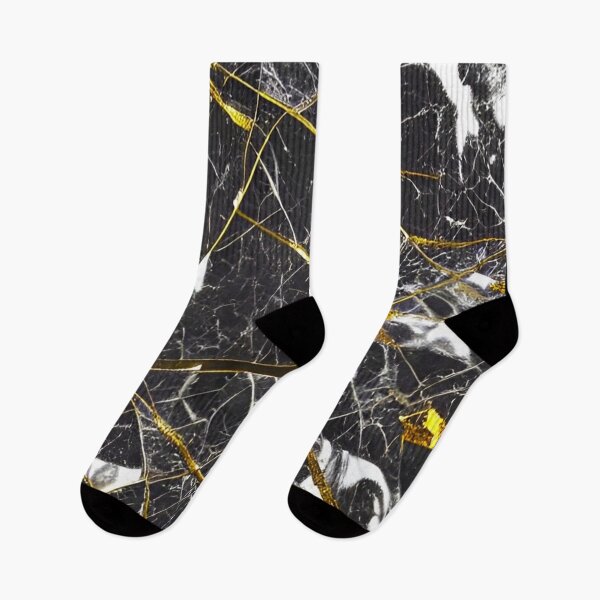 Item preview, Marble Black And White Rock Texture With Golden Geometric Pattern designed and sold by Ascooepics.