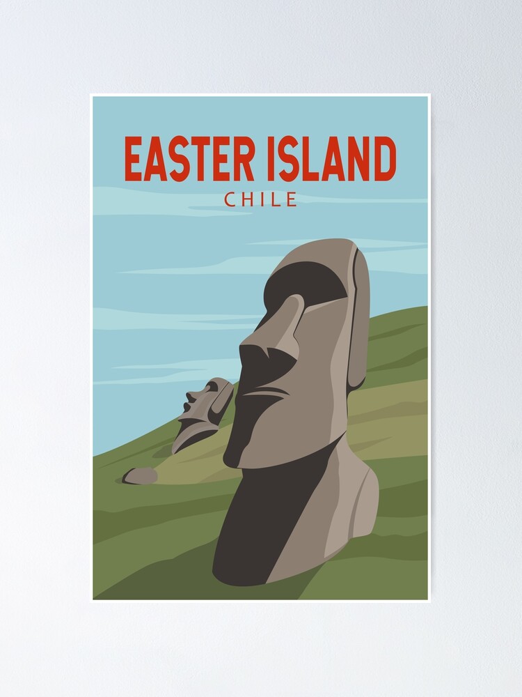 Moai Art Print Easter Island Head Wall Art Travel Poster 