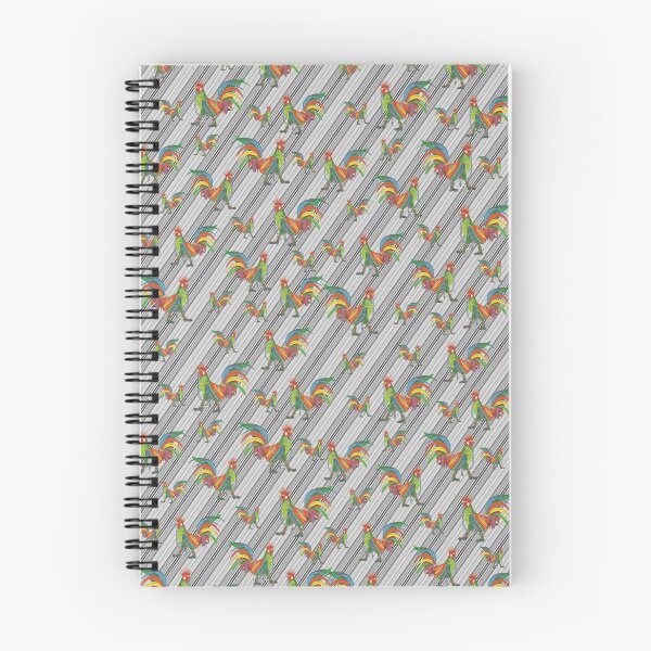 Aperçu de l'œuvre Motif Punky Rooster sur Lite Grey Stripped créée et vendue par AJLeibengeist.