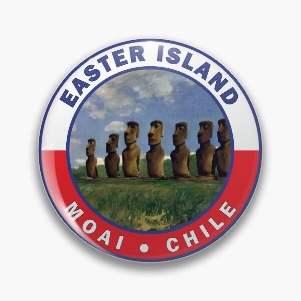 Item preview, Easter Island Chile Watercolor Badge designed and sold by KrisSidDesigns.
