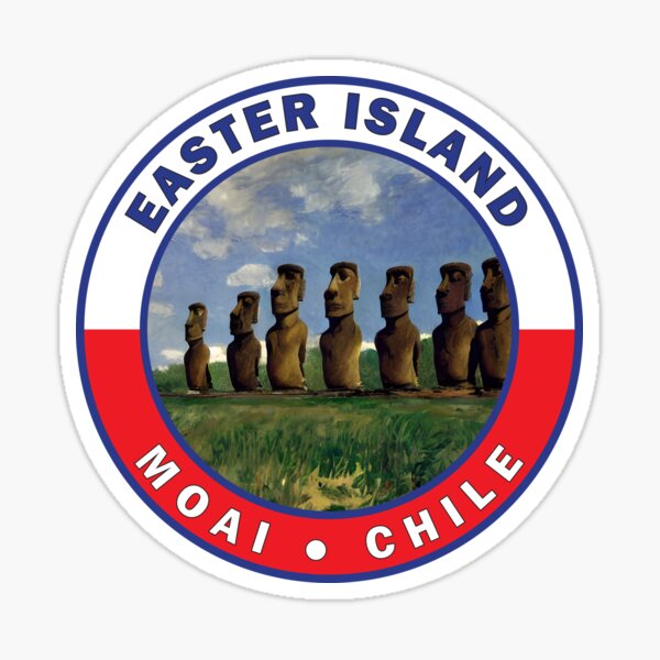 Item preview, Easter Island Chile Watercolor Badge designed and sold by KrisSidDesigns.
