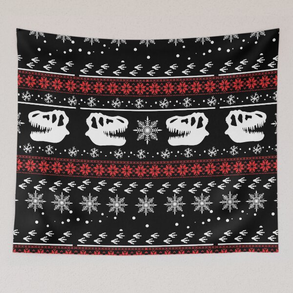 Item preview, Christmas Pattern With Dinosaurs, T-Rex Skull, Tyrannosaurus designed and sold by iHeartDinosaurs.