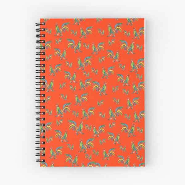 Aperçu de l'œuvre Motif de coq punky sur orange rouge créée et vendue par AJLeibengeist.