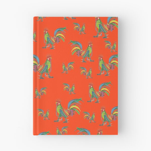 Aperçu de l'œuvre Motif de coq punky sur orange rouge créée et vendue par AJLeibengeist.