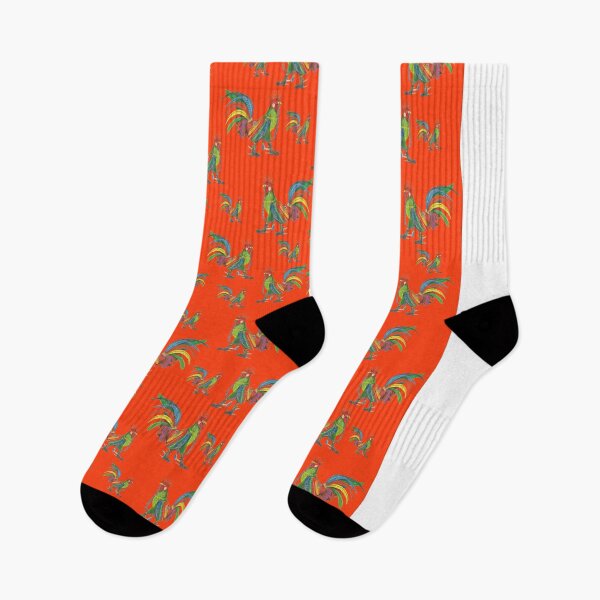 Artikelvorschau, Punky Rooster Pattern auf Rot Orange entworfen und verkauft von AJLeibengeist.