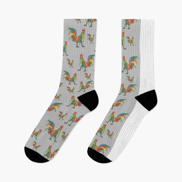 Item preview, Punky Rooster Pattern on Lite Gray designed and sold by AJLeibengeist.