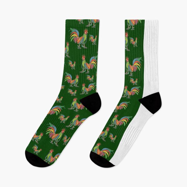 Artikelvorschau, Punky Rooster Pattern auf Forrest Green entworfen und verkauft von AJLeibengeist.