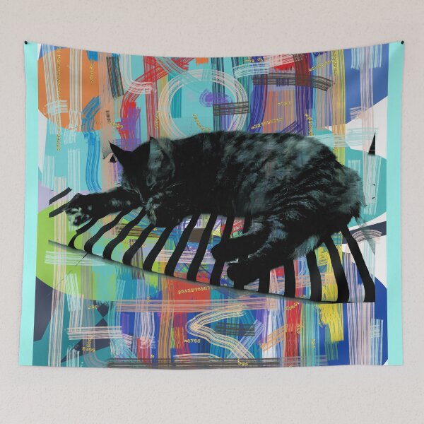 Item preview, LA COSA, Sleeping Cat, Abstract Lines  designed and sold by Tanya Zevallos.