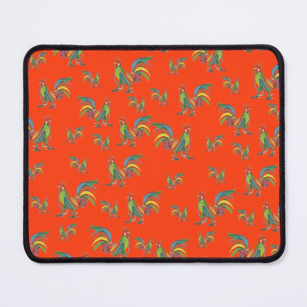 Item preview, Punky Rooster Pattern on Red Orange designed and sold by AJLeibengeist.