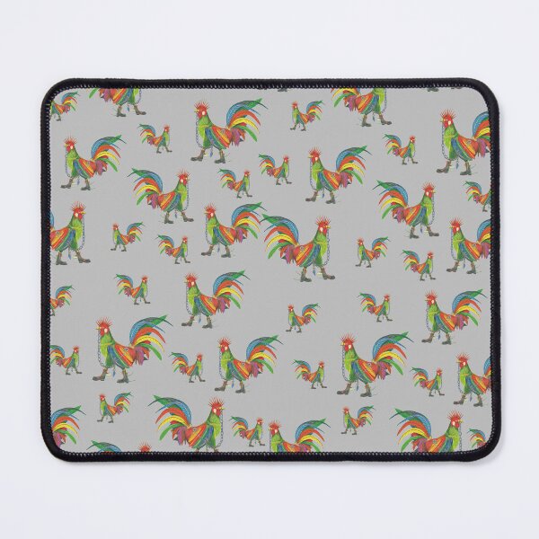 Item preview, Punky Rooster Pattern on Lite Gray designed and sold by AJLeibengeist.