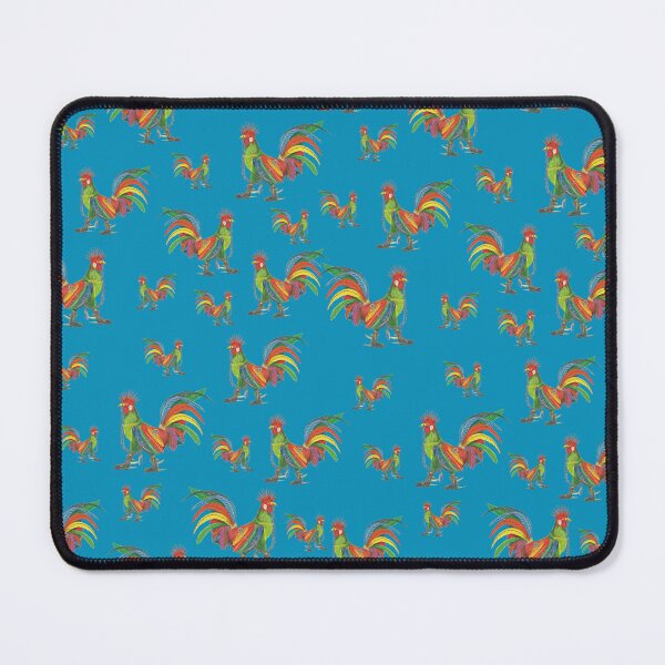 Aperçu de l'œuvre Motif Punky Rooster sur gris bleu créée et vendue par AJLeibengeist.