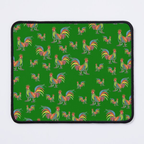 Item preview, Punky Rooster Pattern on Grass Green designed and sold by AJLeibengeist.