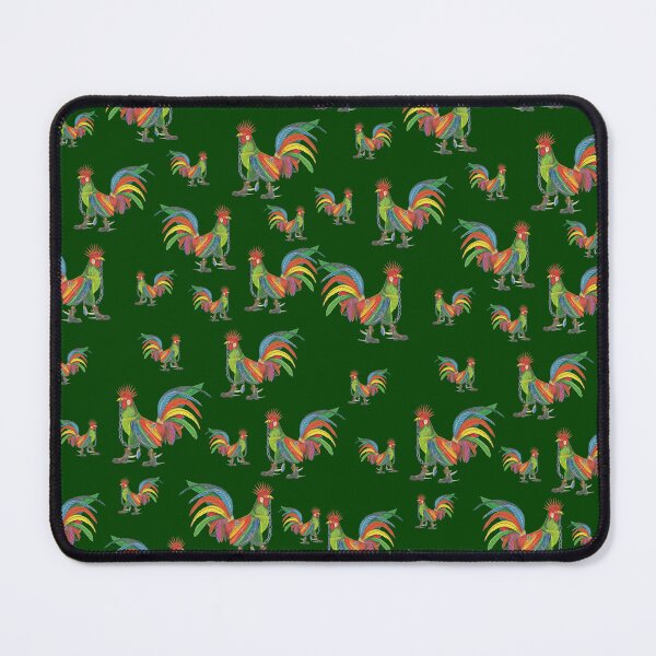 Aperçu de l'œuvre Motif Punky Rooster sur Forrest Green créée et vendue par AJLeibengeist.