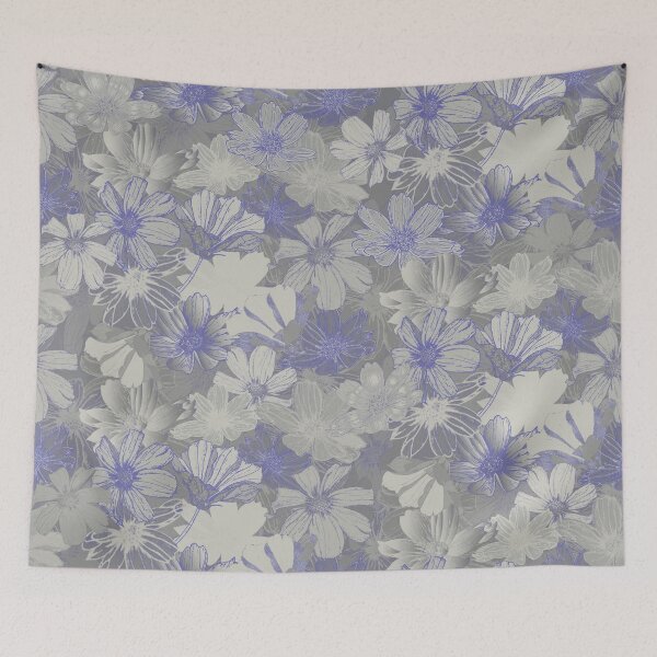 Item preview, Cosmos in Very Peri and Grey tones  designed and sold by artbyruthandco.