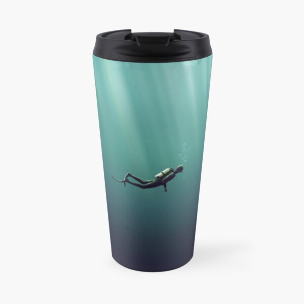 Underwater Scuba Diver in a Dark Lake Travel Mug