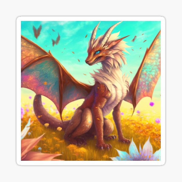 "Copper Dragon in Golden Meadow" Sticker for Sale by Griffelkinn