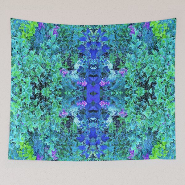 Item preview, Abstract Chartreuse and Blue Garden Foliage Pattern designed and sold by myrubiogarden.