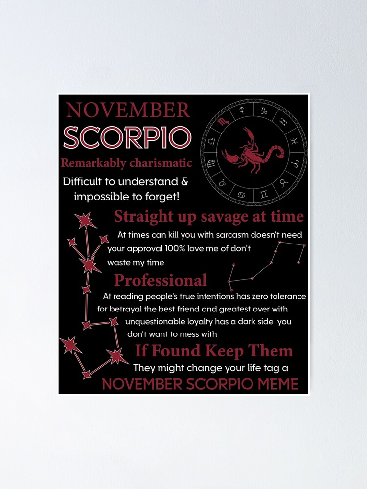 November Scorpio Remarkably Charismatic Difficult Understand Poster