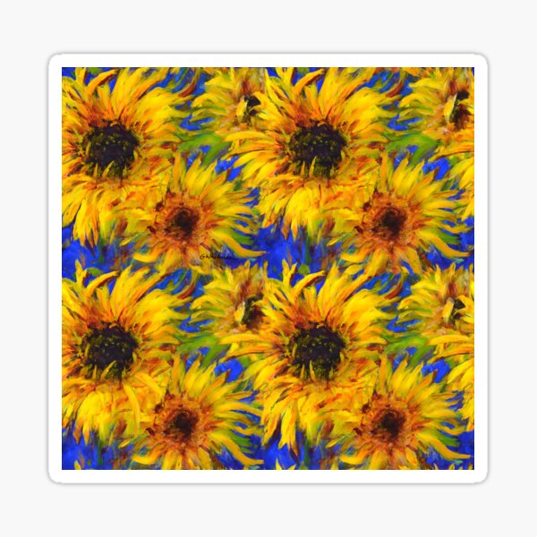 Sunflower on Cobalt Pattern Sticker
