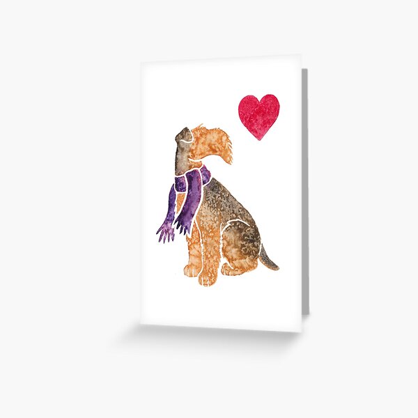 Watercolour Airedale Greeting Card