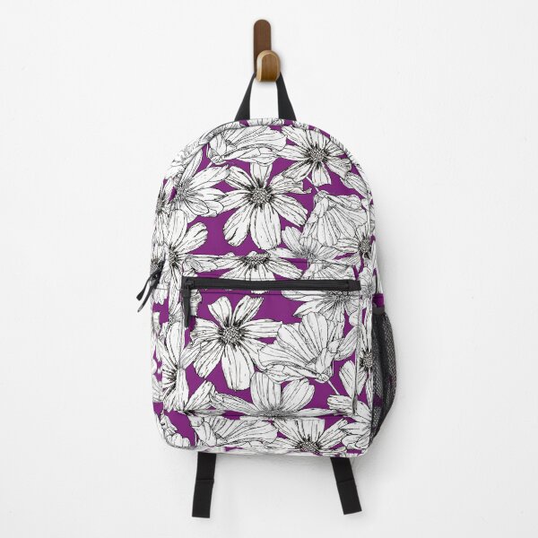 Item preview, White Cosmos flowers on magenta designed and sold by artbyruthandco.