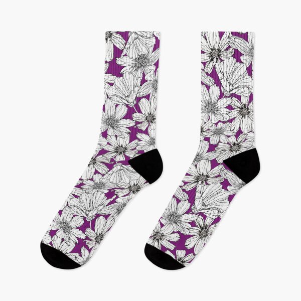 Item preview, White Cosmos flowers on magenta designed and sold by artbyruthandco.