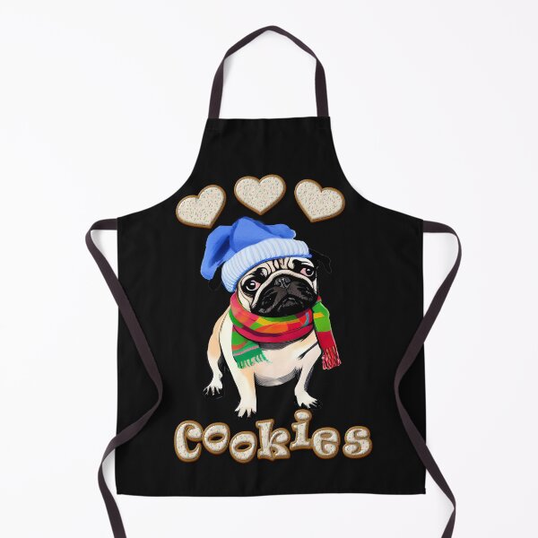 Item preview, Love cookies /Pug loves cookies/ Funny pug/Dog greetings/Pug with beanie and scarfes designed and sold by bubblylive.