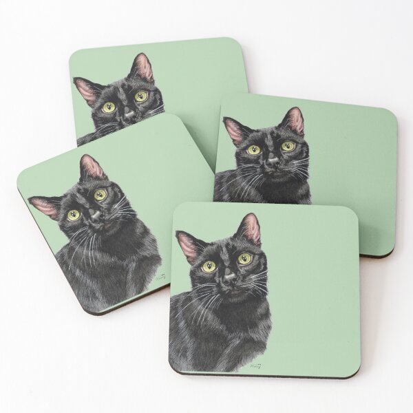 Item preview, N2 PORTRAIT OF BLACK CAT IN WATERCOLOR designed and sold by Heaven7.