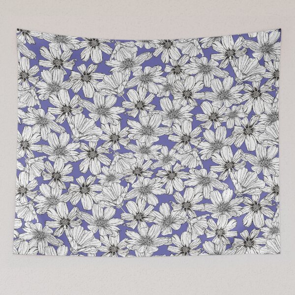 Item preview, White Cosmos on very peri blue designed and sold by artbyruthandco.