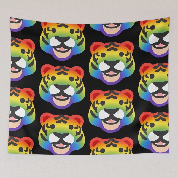 Item preview, Rainbow Tiger Android Emoji Sticker Design designed and sold by KaomojiKitchen.