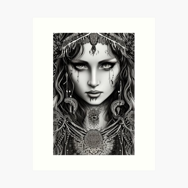 Item preview, Portrait of a Princess, Ink Drawn Style. designed and sold by Alt-Art-Digital.