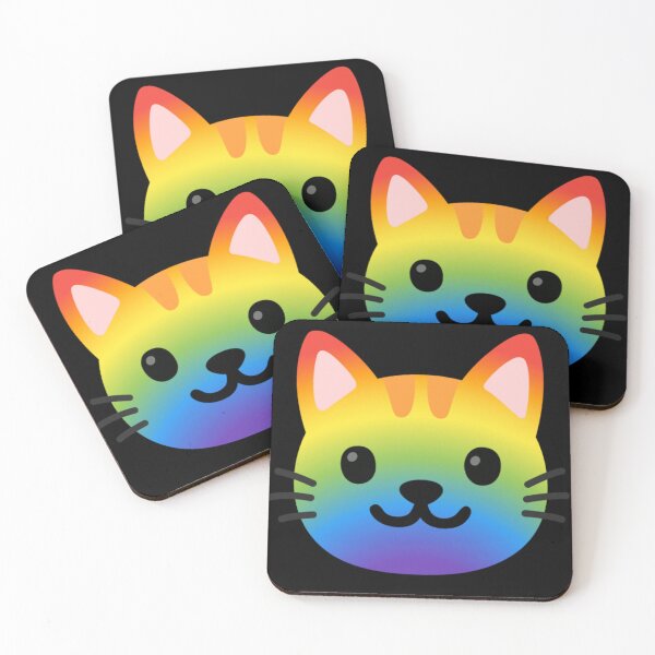 Item preview, Rainbow Kitty Cat Android Emoji Sticker Design designed and sold by KaomojiKitchen.