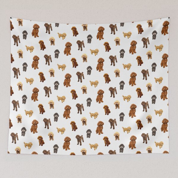 Item preview, Toy Poodle pattern on white background designed and sold by Quick Brown Fox Canada.
