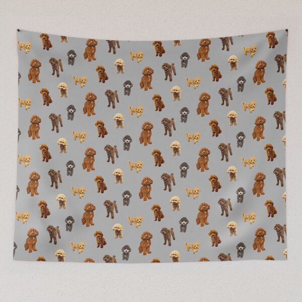 Item preview, Toy Poodle pattern on light gray background designed and sold by Quick Brown Fox Canada.