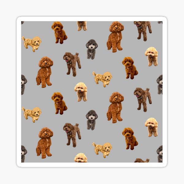 Vista previa del artículo con la obra «Caniche Toy patrón sobre fondo gris claro», diseñado y vendido por Quick Brown Fox Canada.