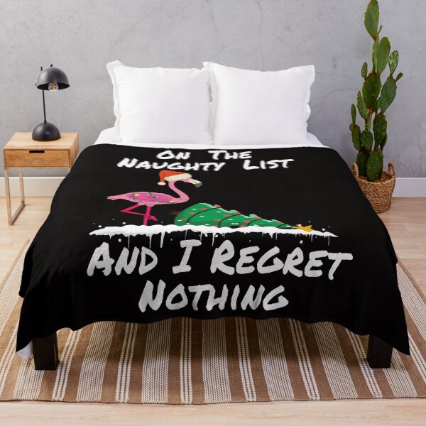 Item preview, On The Naughty List And I Regret Nothing Flamingo Christmas Flamingo Knocking Over Christmas Tree designed and sold by ZANNIX.