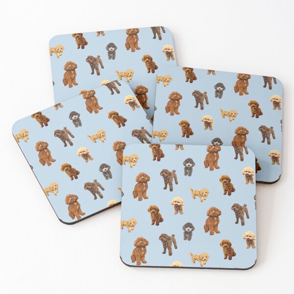 Item preview, Toy Poodle pattern on light blue designed and sold by Quick Brown Fox Canada.