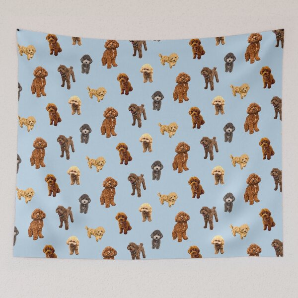 Item preview, Toy Poodle pattern on light blue designed and sold by Quick Brown Fox Canada.