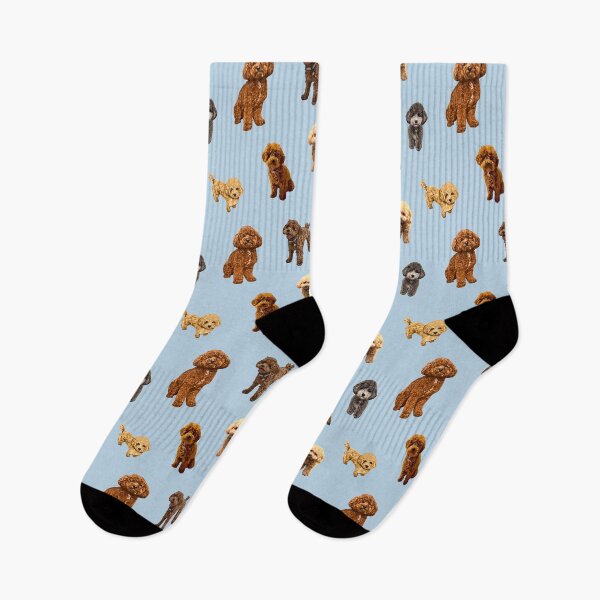 Item preview, Toy Poodle pattern on light blue designed and sold by Quick Brown Fox Canada.