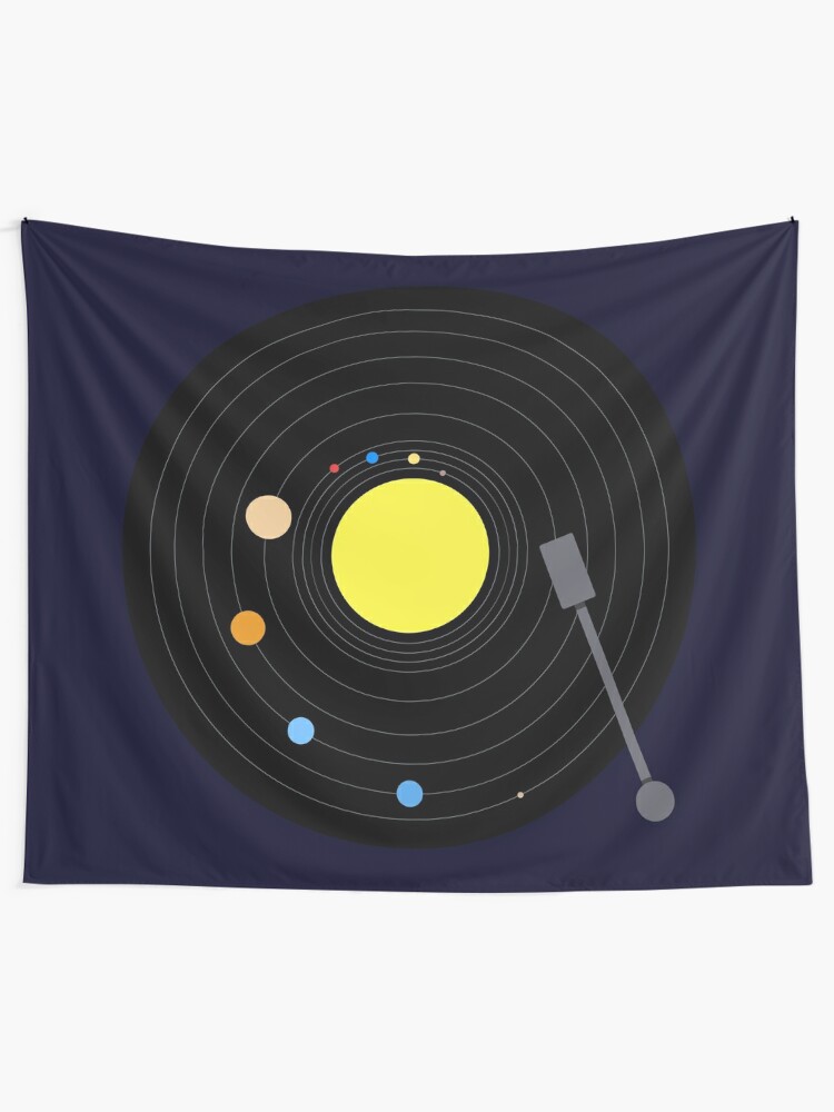 Solar System Vinyl Record Minimal Version Wall Tapestry