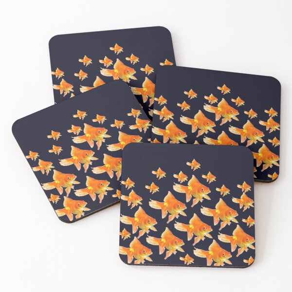 Item preview, GOLD FISH REPEATING PATTERN BLACK ART designed and sold by sharlesart.